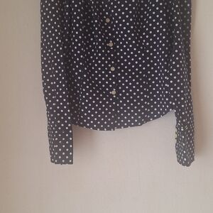 Ralph Lauren Classic Navy Blue Polka Dot Button-Up Shirt Sz S
